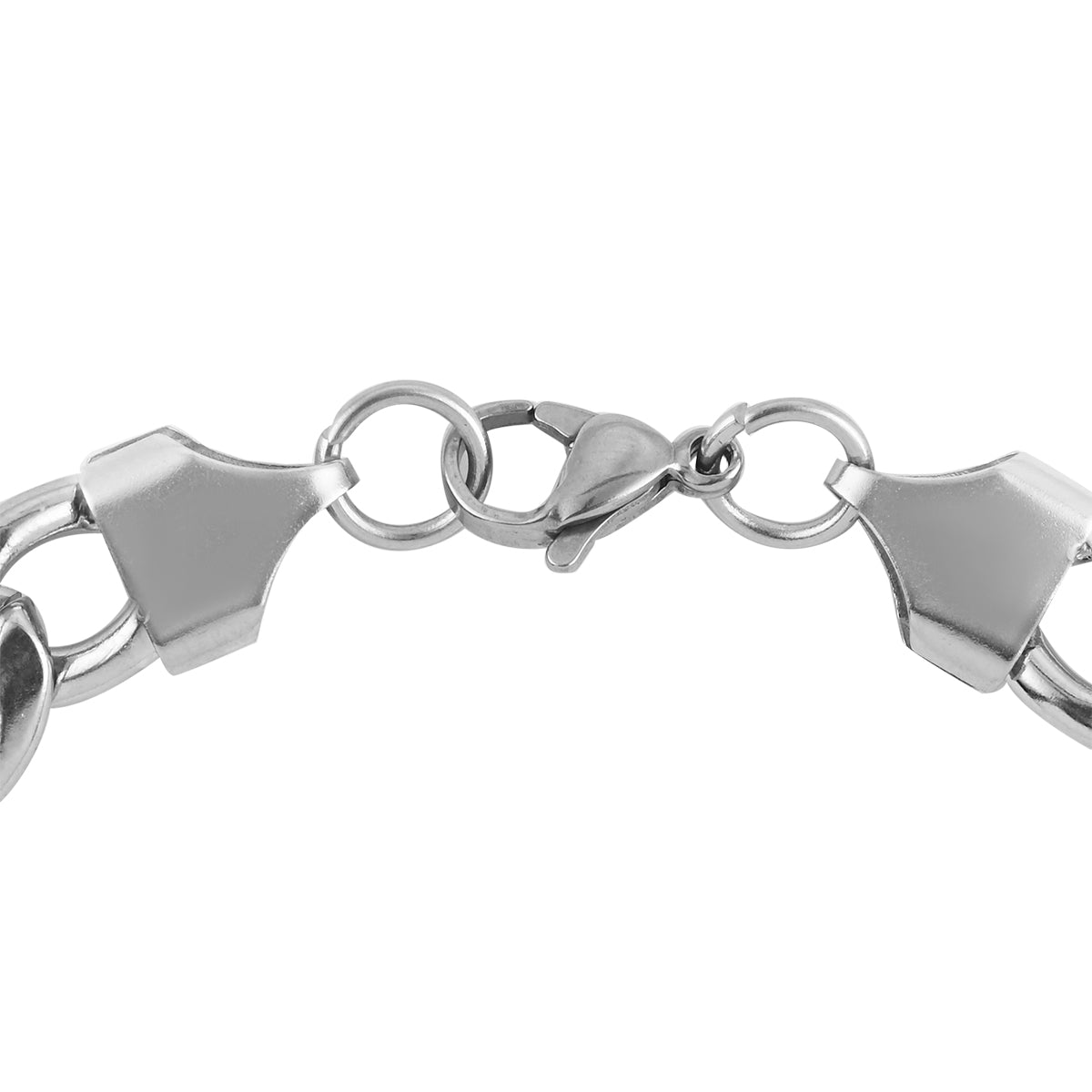 Set of 2 Unisex Hematite Stretch Beaded Bracelet and Curb Chain Bracelets