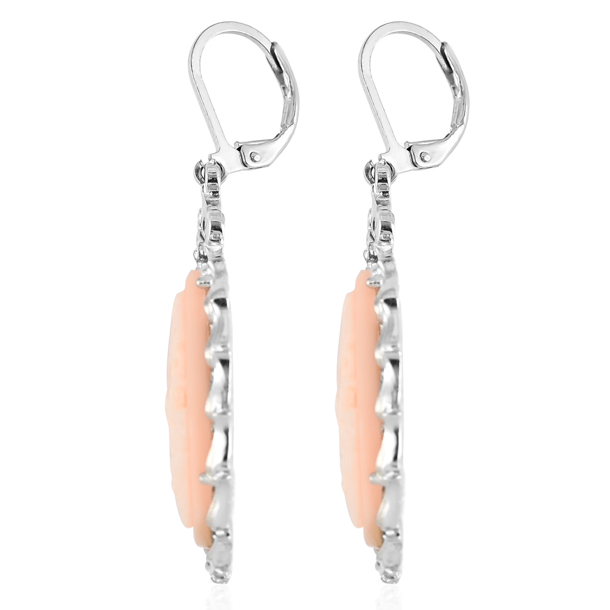 Cameo Necklace and Earring Set in Blue Teal or Blush Pink