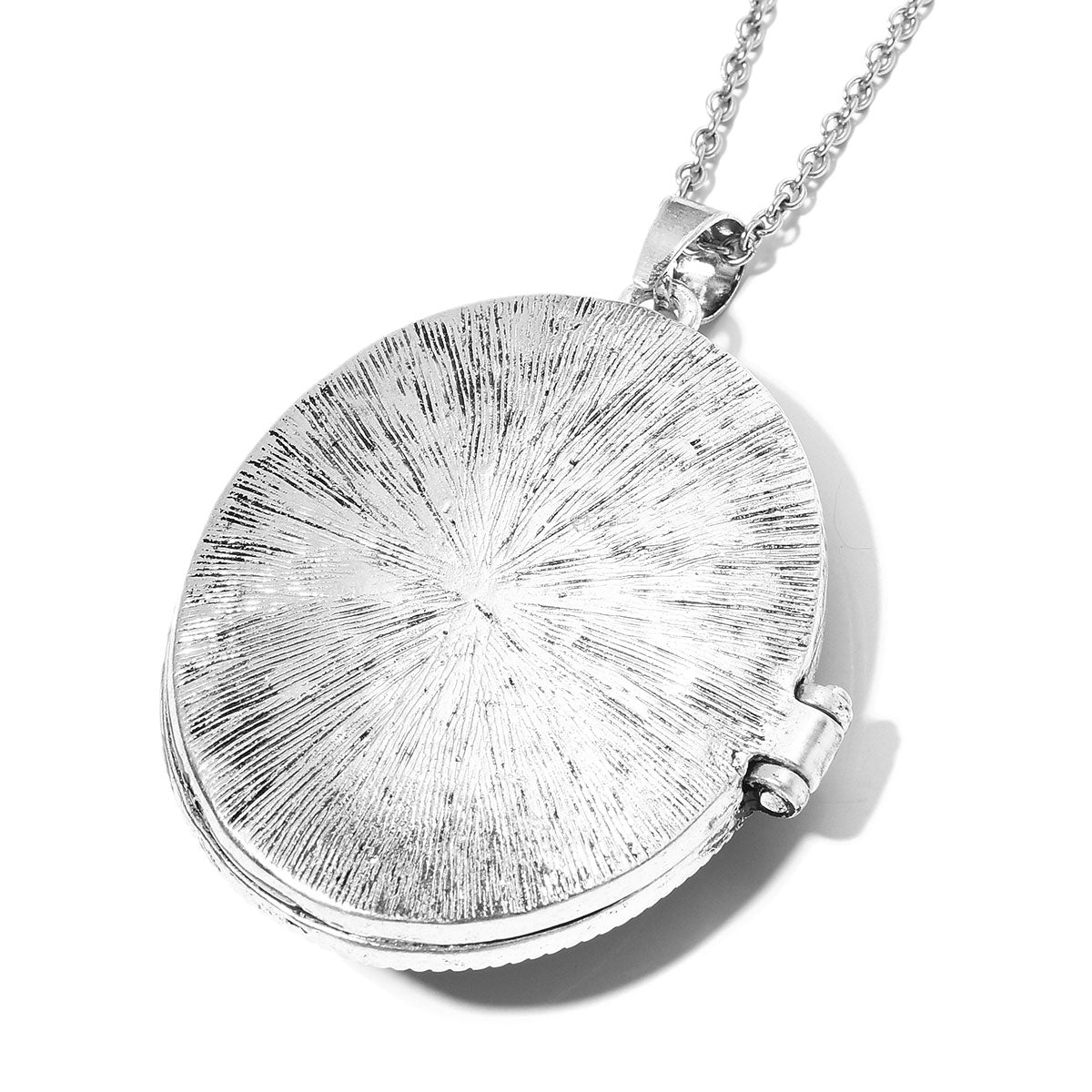 Cameo Pendant Necklace 24 Inches in Black Oxidized Silvertone