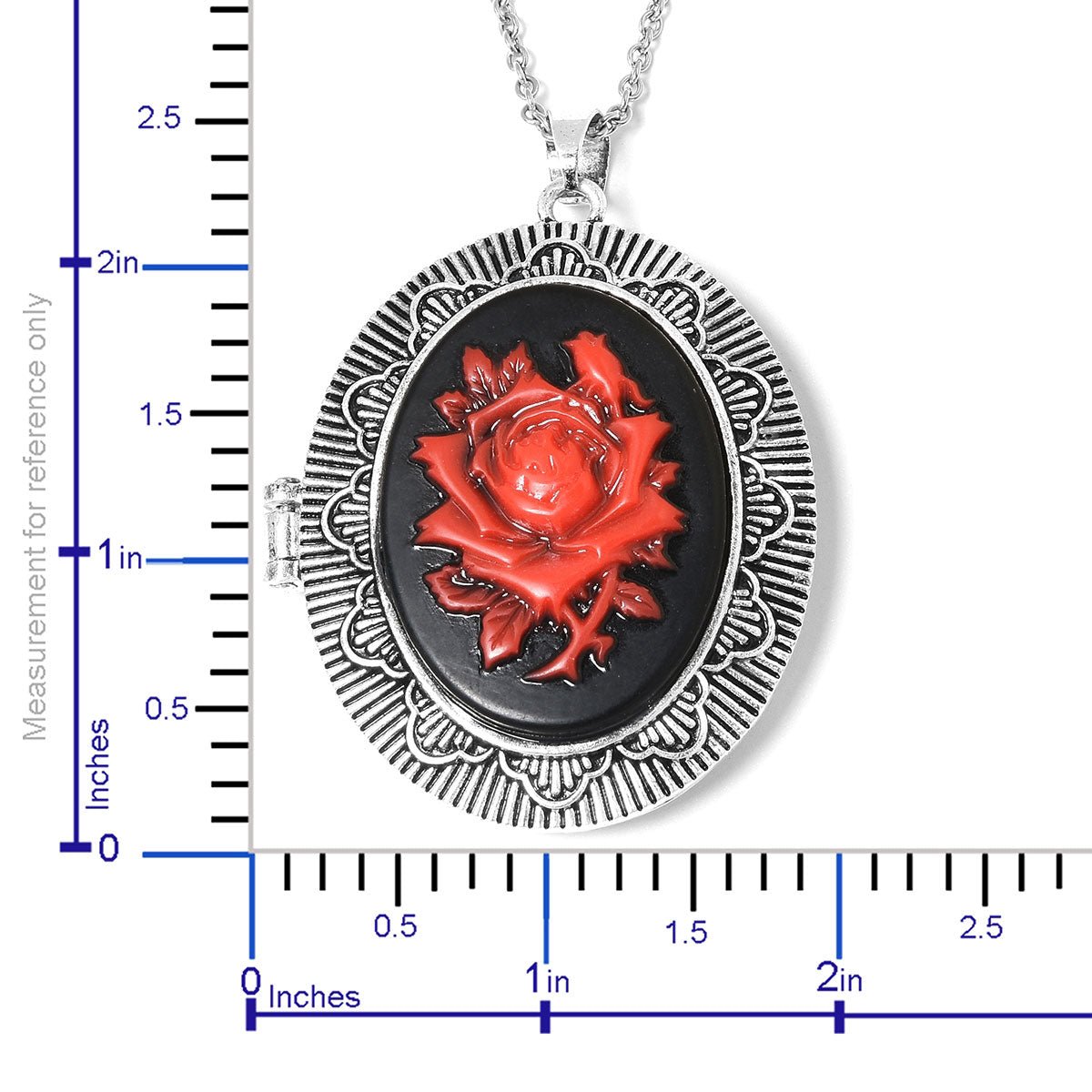 Cameo Pendant Necklace 24 Inches in Black Oxidized Silvertone