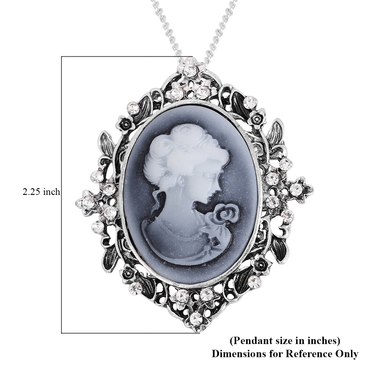 Blue Gray Cameo Necklace/Pin