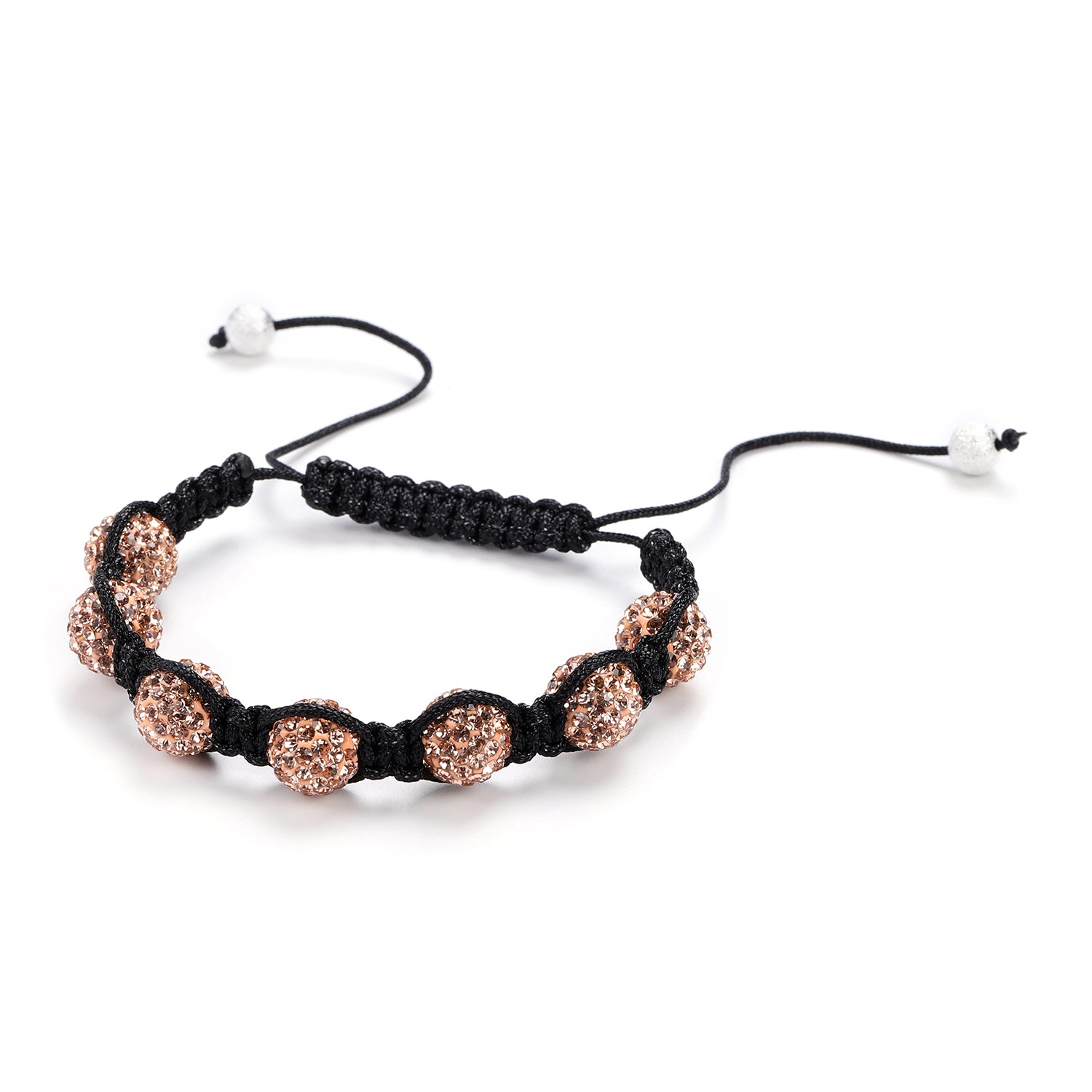 Shamballa Bracelet with Champagne Color Austrian Crystal Unisex