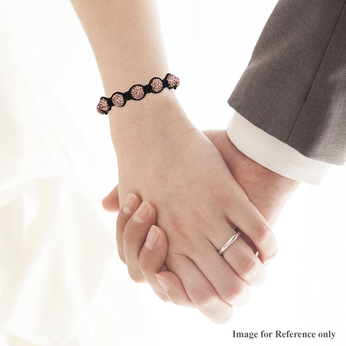 Shamballa Bracelet with Champagne Color Austrian Crystal Unisex