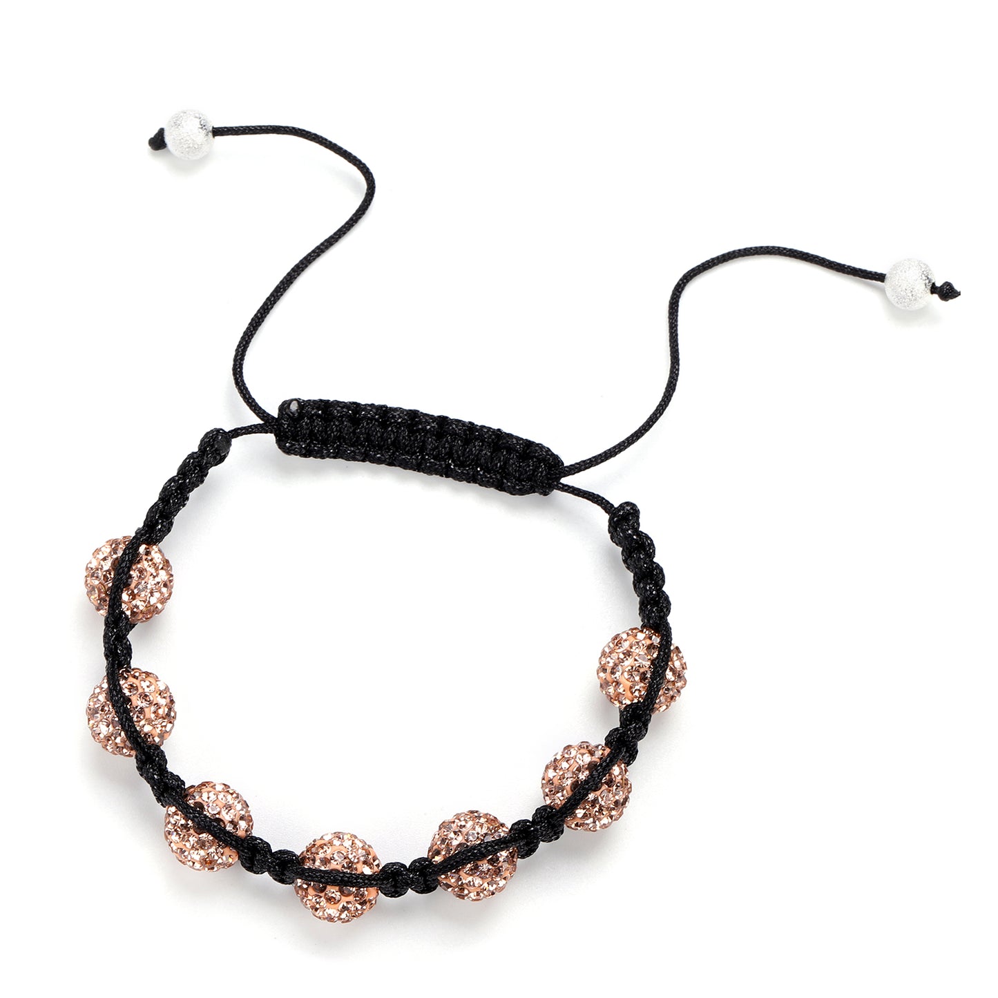 Shamballa Bracelet with Champagne Color Austrian Crystal Unisex