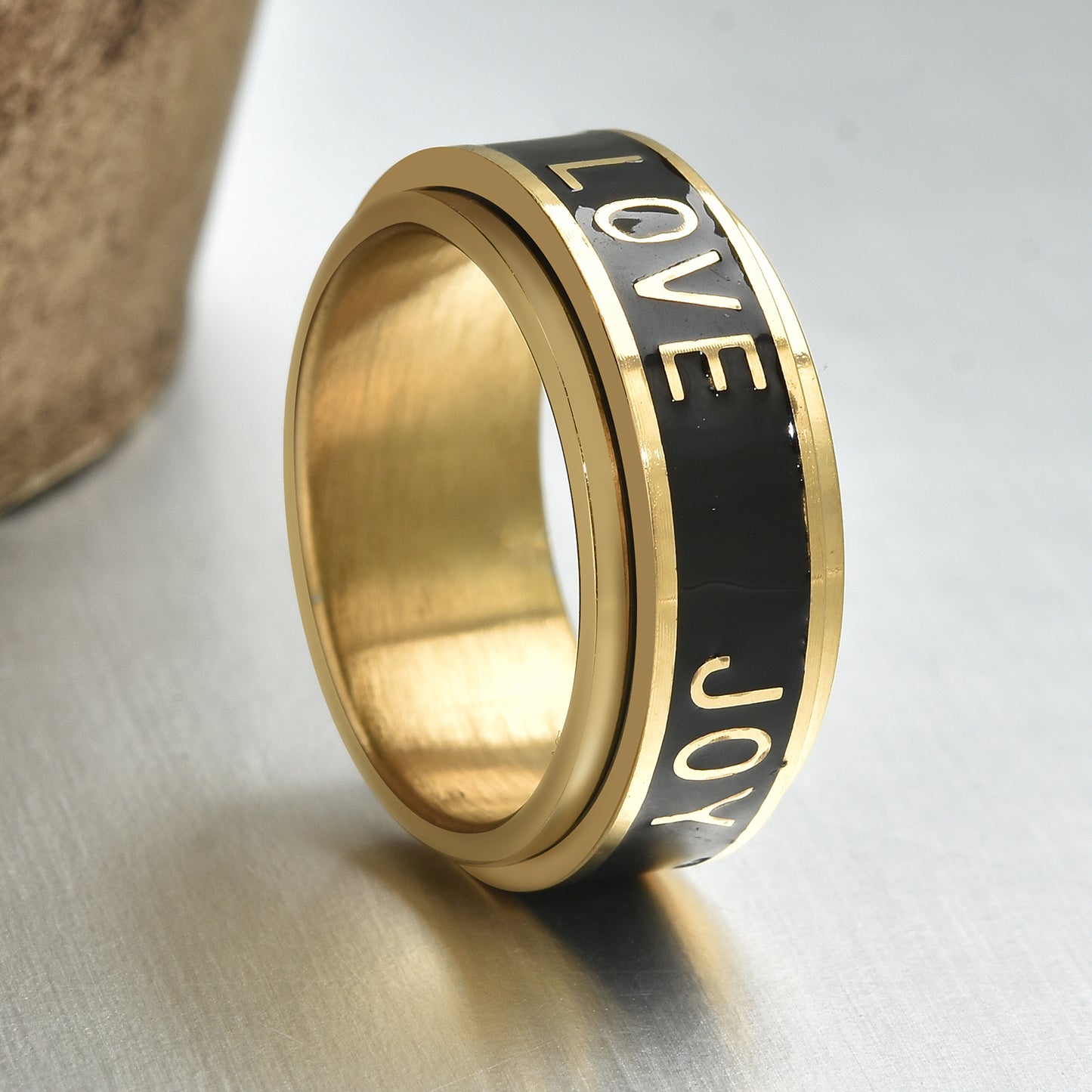 Love Faith Hope Spinner Fidget Shungnite Ring c