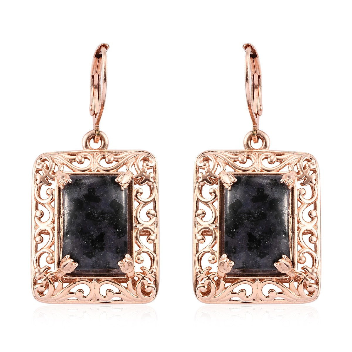 Constituted Tanzanite & Thai Black Spinel 14k Rose Gold Earrings