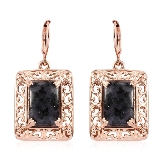Constituted Tanzanite & Thai Black Spinel 14k Rose Gold Earrings