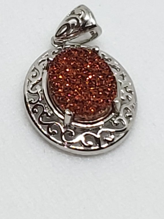 Iridescent Bali Drusy Pendant Necklaces