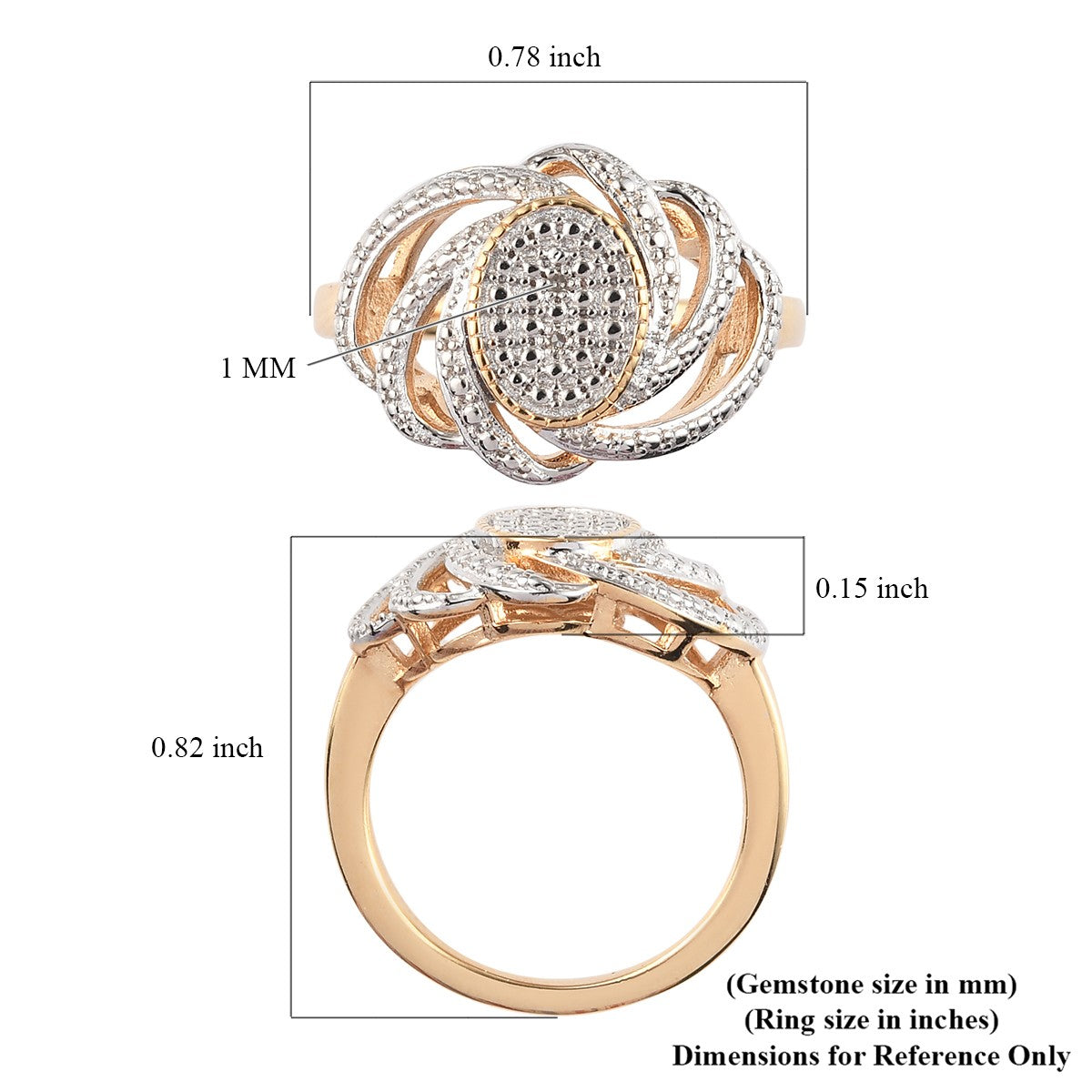 Diamond Accent Cocktail 18k YG Ring Size 8