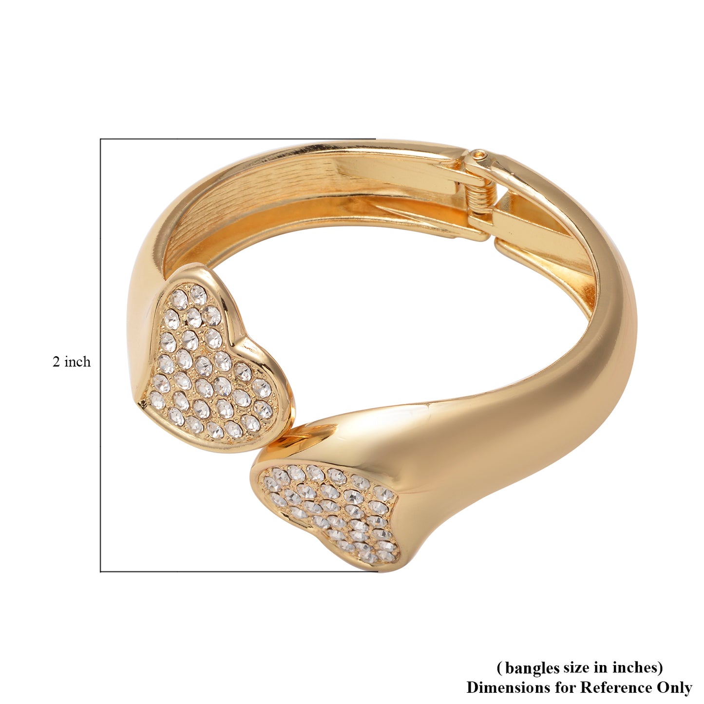 Double Heart Open End Cuff Bracelet in Silver, Gold or Rosetone