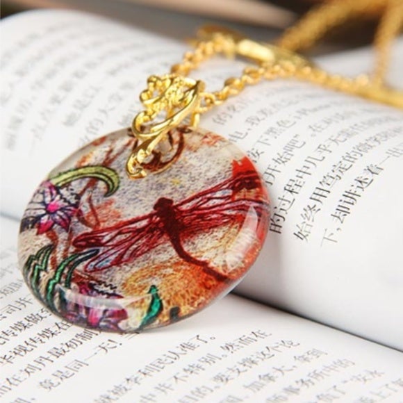 Dragonfly Multi-Colored Acrylic Necklace - WHIMSICALIA