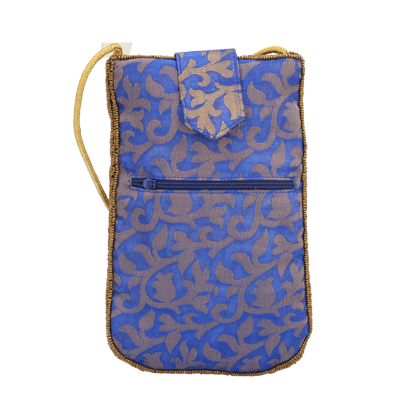Embroidered Beaded Royal Blue Crossbody Potli Pouch