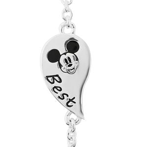 Disney Mickey and Minnie Mouse Best Friend Heart Bracelet Set in Silvertone