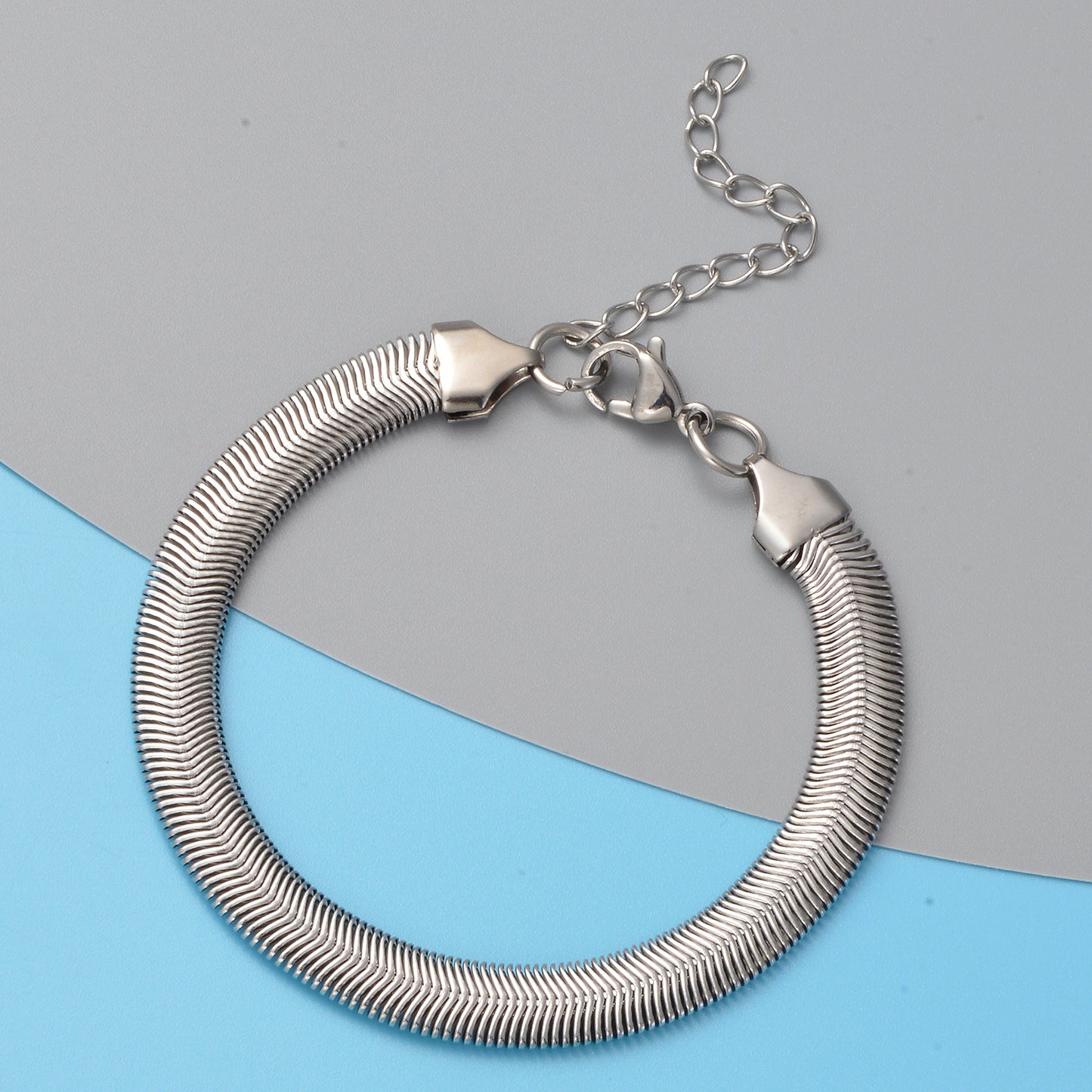 Silver or Gold, or Rose Gold Cobra Bracelet 7.5" Plus 2" Extender Unisex