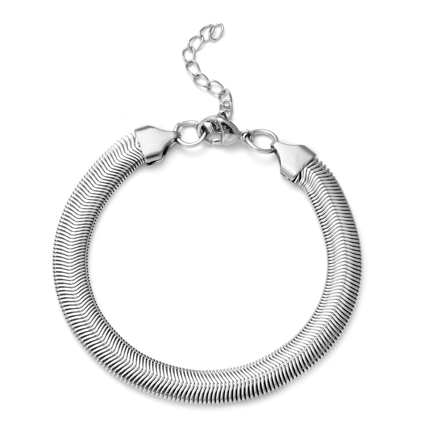 Silver or Gold, or Rose Gold Cobra Bracelet 7.5" Plus 2" Extender Unisex