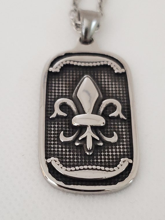 Products Fleur De Lis Men's Ring and Pendant Necklace