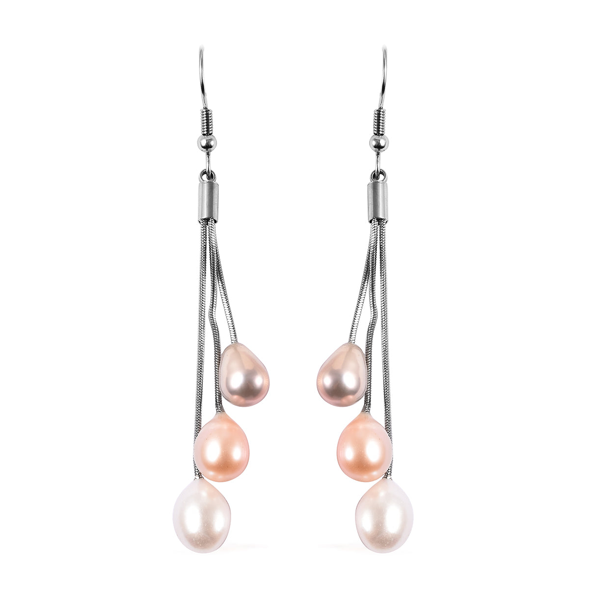 Multi Colored Pastel Freshwater Triple Drop Pearl Earrings