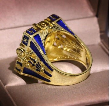 Unique Square Enameled 14k YG Aquamarine Ring