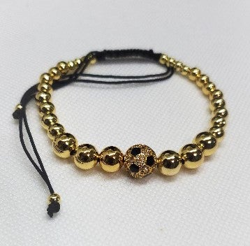 Unisex 14K Gold Bead Bracelet Free Shipping