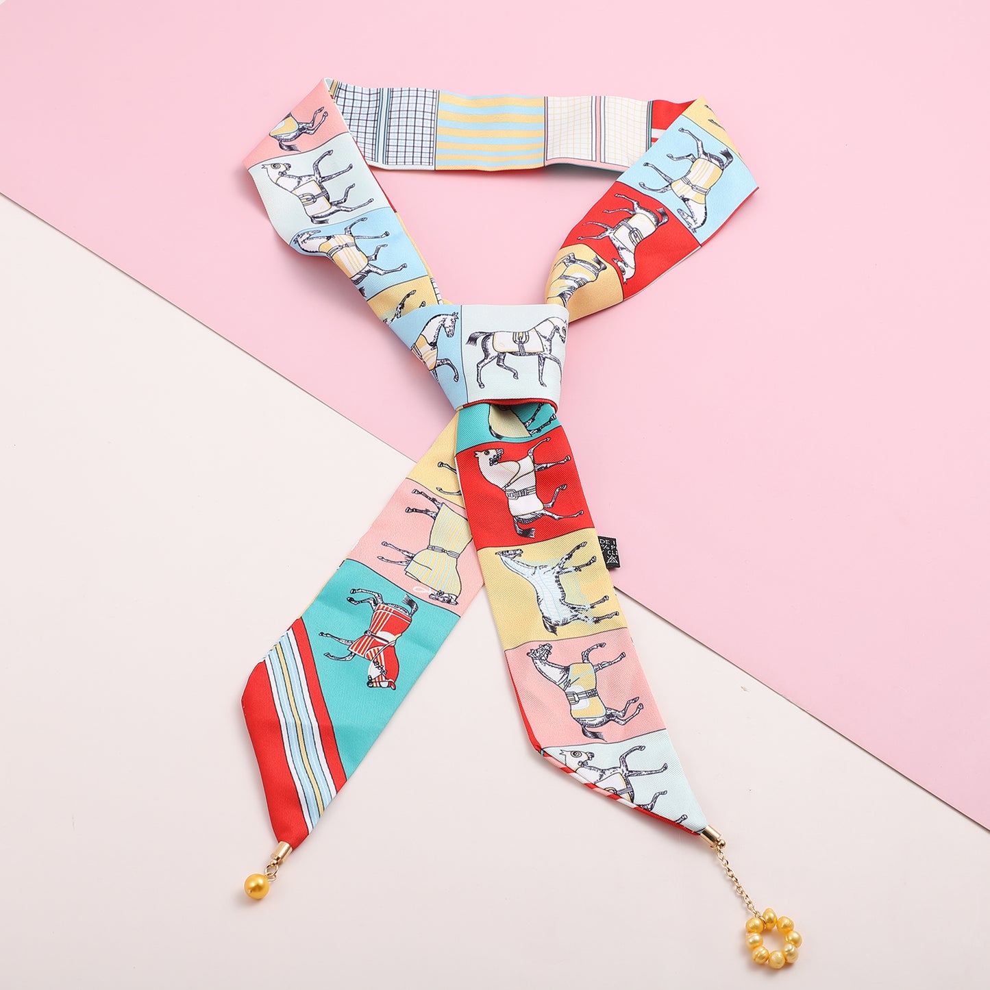 Rose Quartz Pink Glass Multi Wear Scarf Necklace