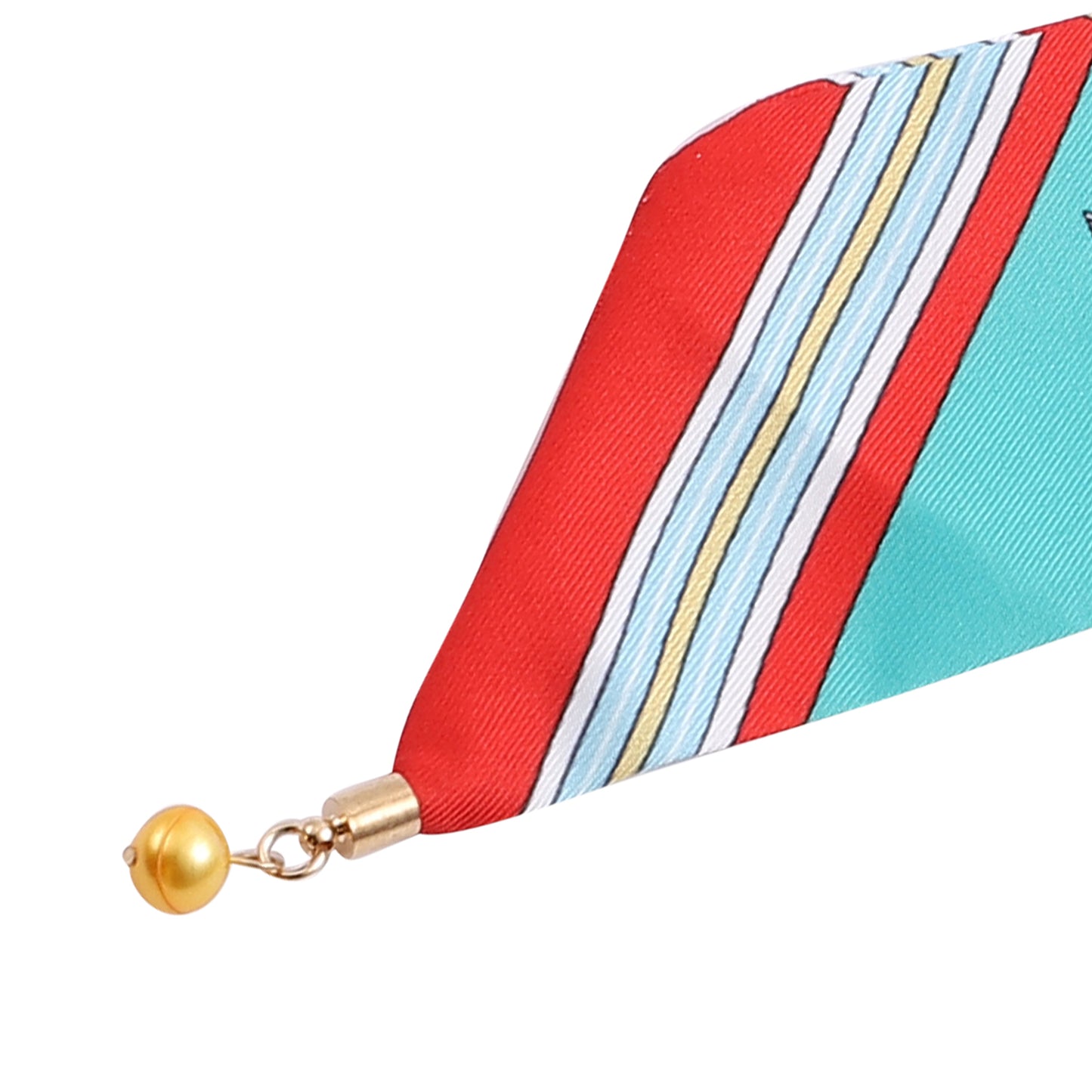 Golden Freshwater Pearl Multi Wear Printed Scarf with Pearl Danglers