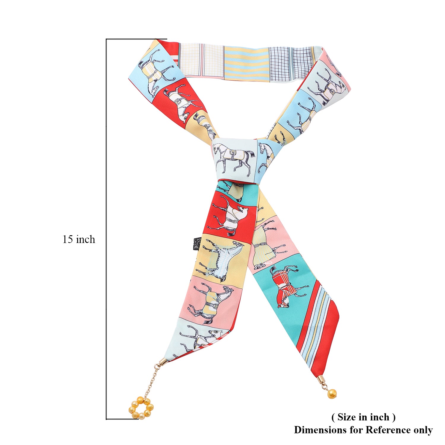 Golden Freshwater Pearl Multi Wear Printed Scarf with Pearl Danglers