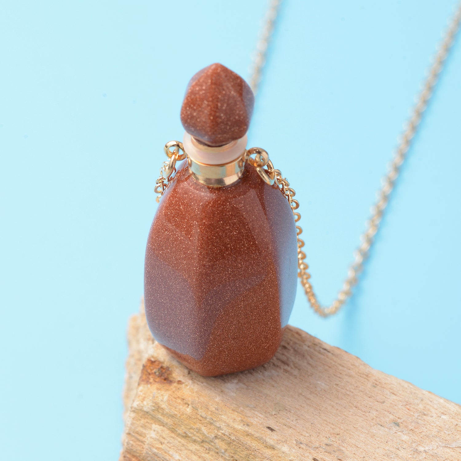 Goldstone Utility Bottle Pendant Necklace