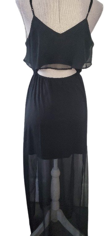 Chiffon Hi Lo Black Cutout Dress Size Small