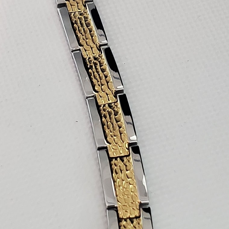 Men's Bracelet and Honey Comb  and Textured Dog Tag Pendant Necklace