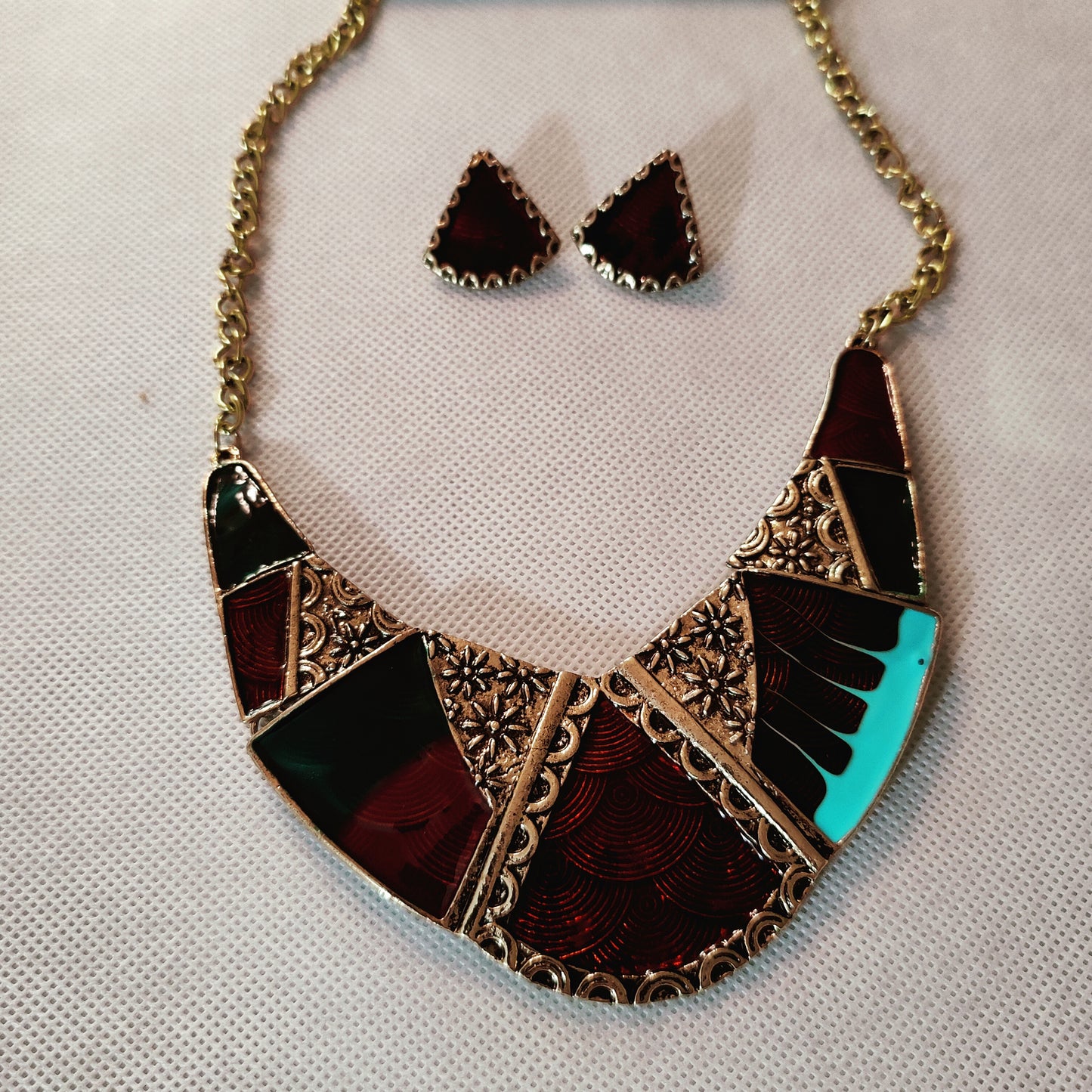 Vintage Boho Neckace and Earrings