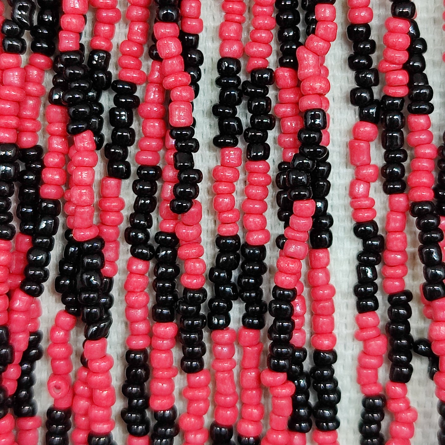 American Native Coral Glass Seed Beaded Necklace