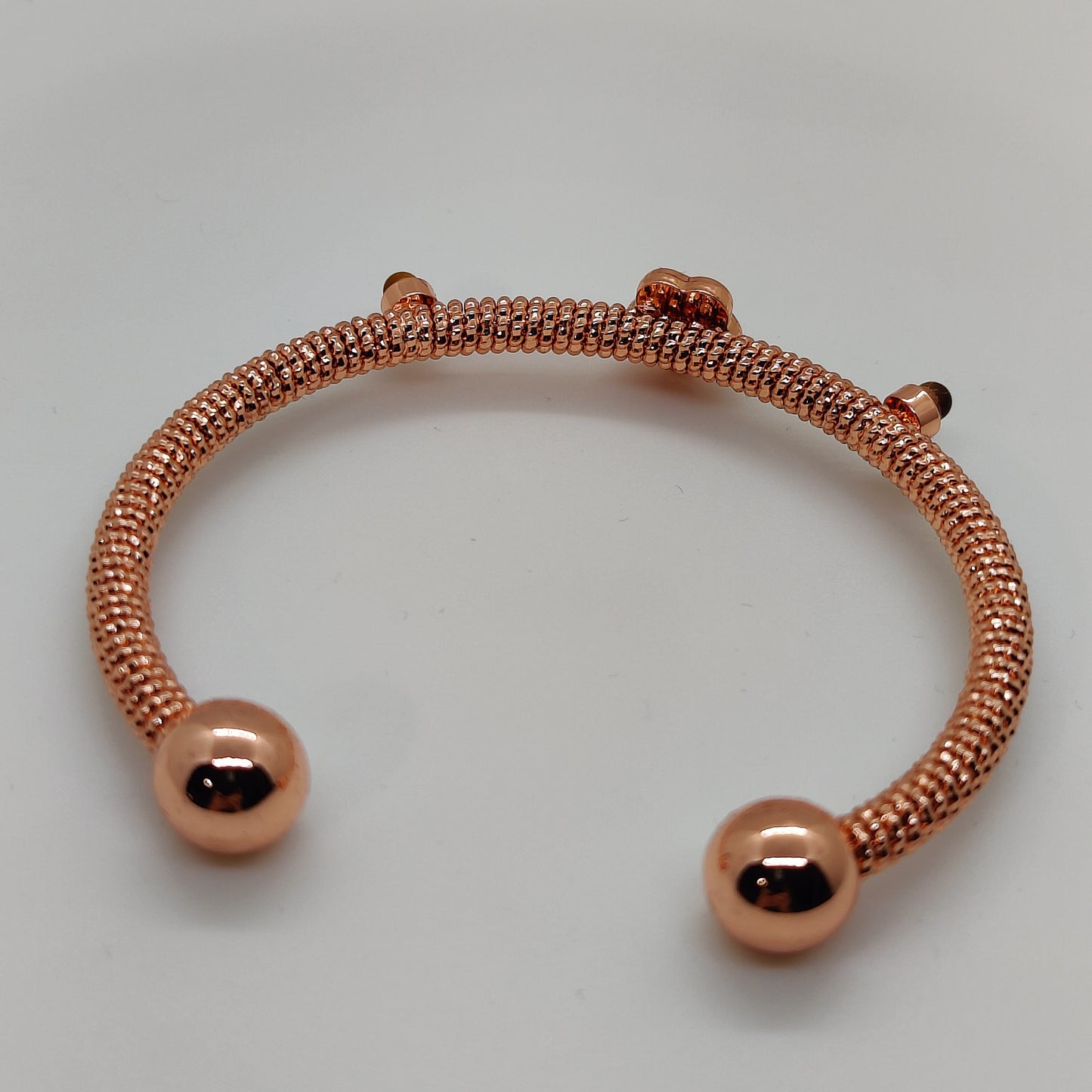 Genuine Tiger's Eye Copper Magnetic Open Back Bracelet Bangle