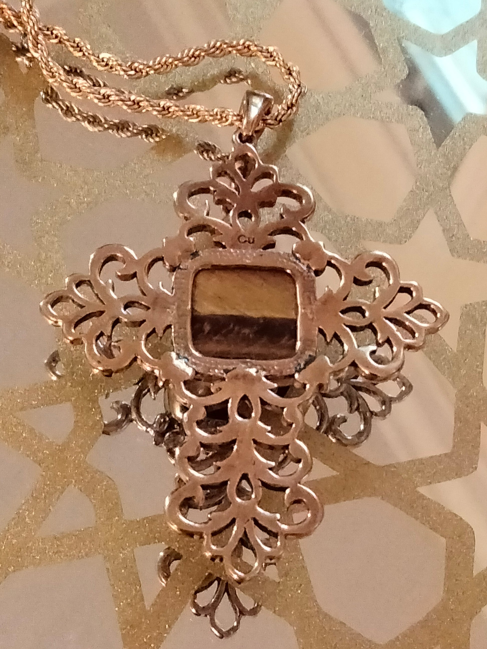 Artisan South African Tigers Eye Cross Necklace with Free Premium Chain