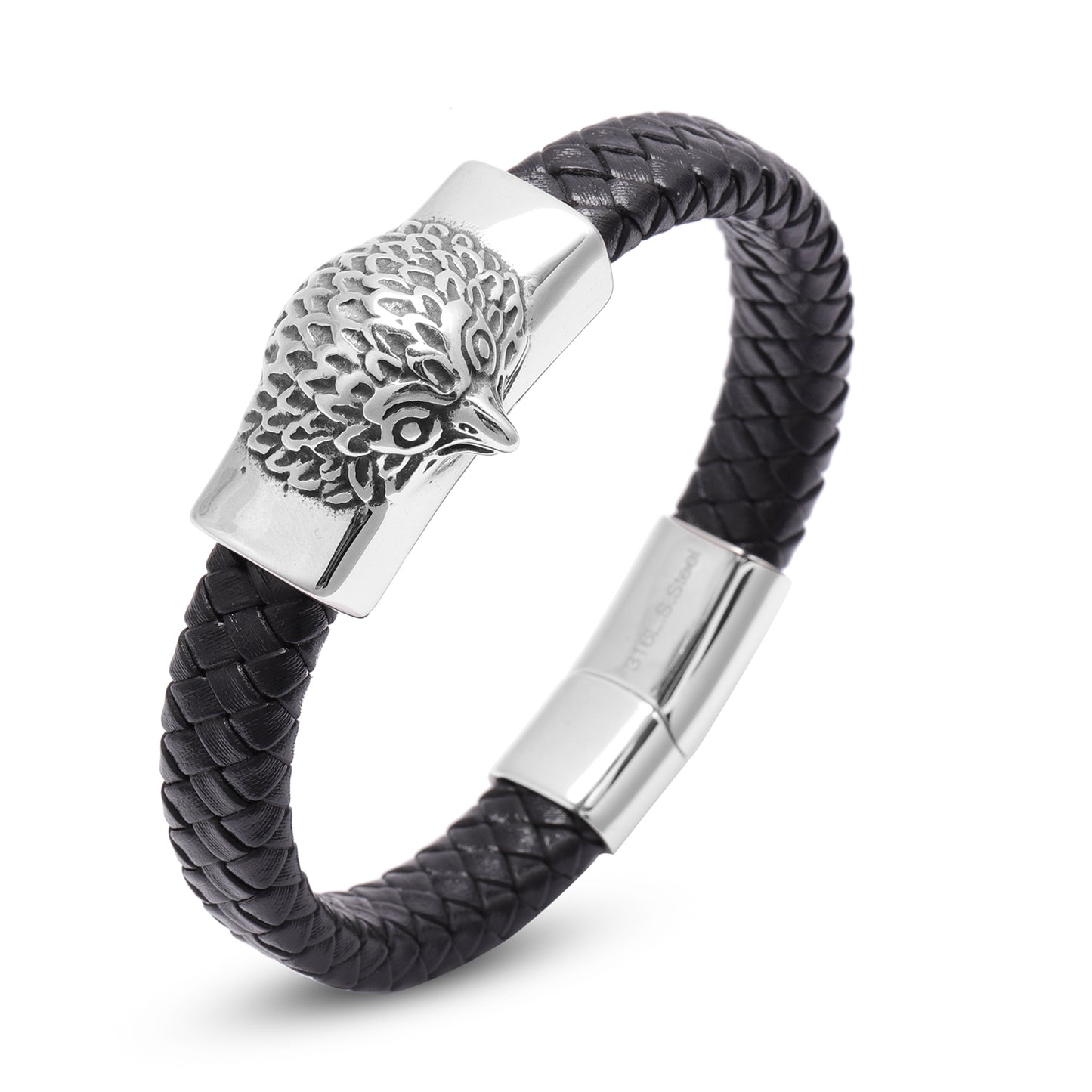 Men's Eagle Head Indian Agate Beads, Genuine Leather Bracelet Set