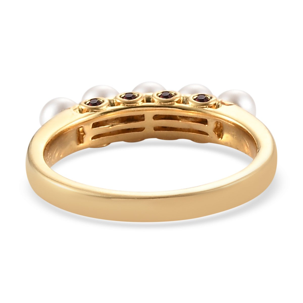 5 Pearl Crystal 18K YG Ring Size 6