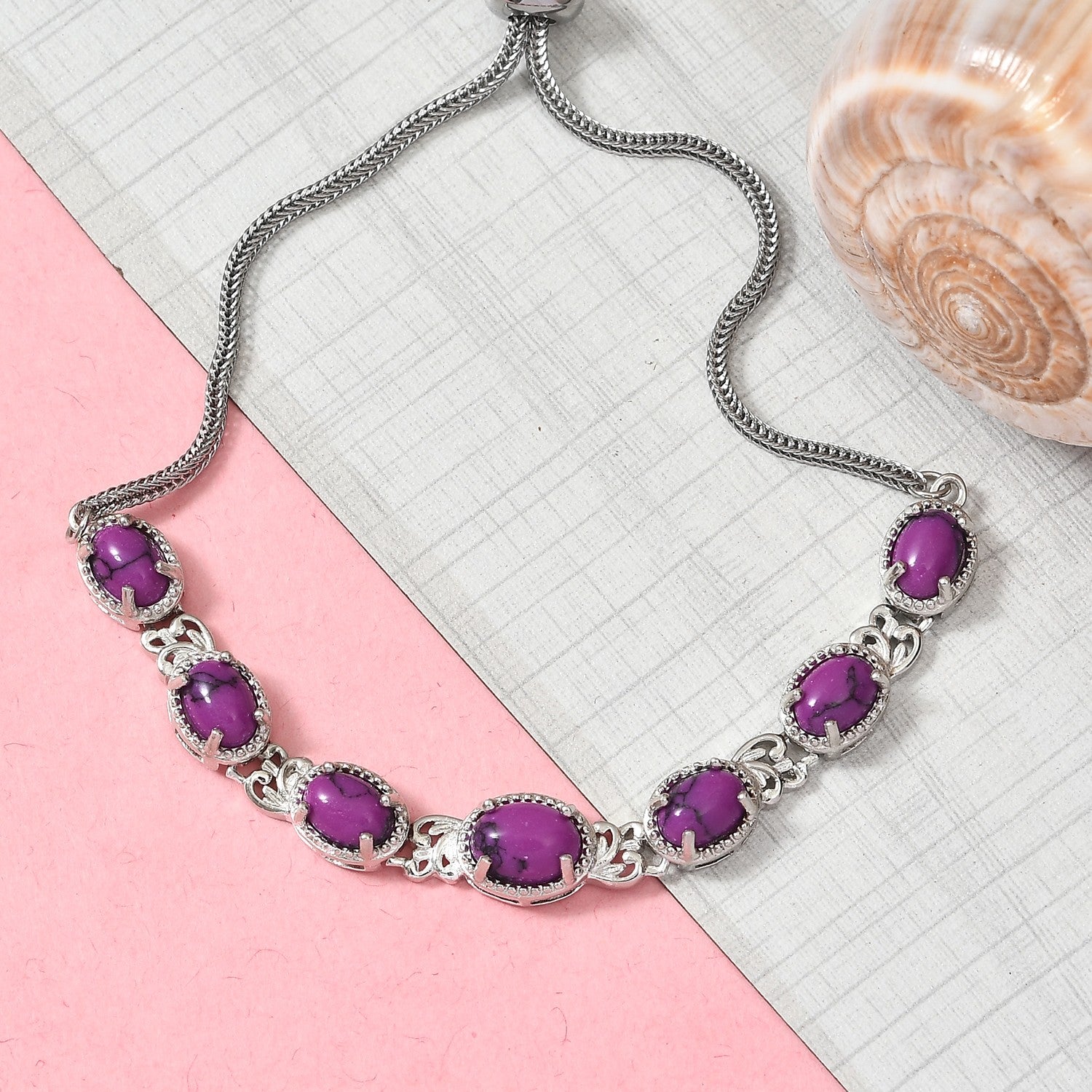 Purple Howlite Bolo Bracelet