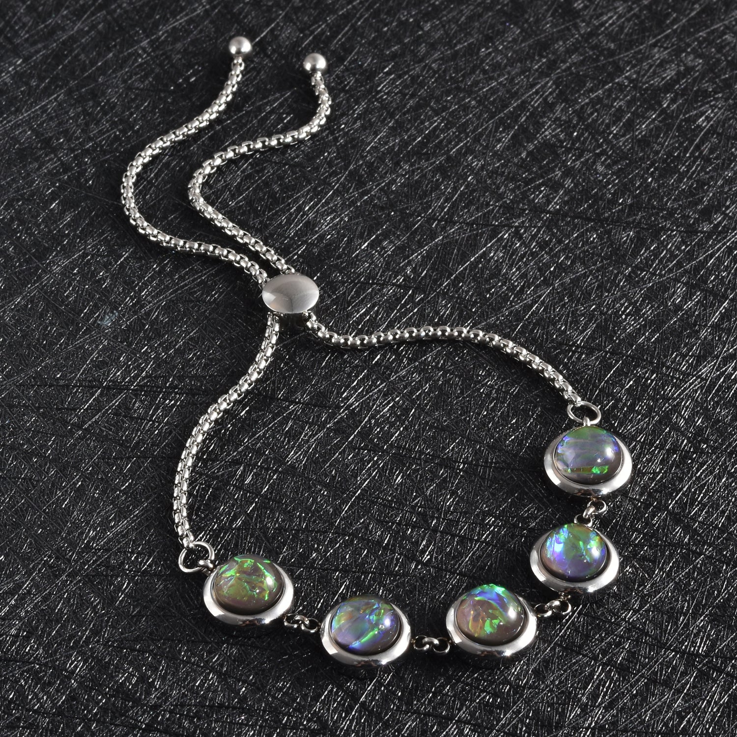 Lab Created Dark Green Opal 8mm Beaded Bolo Bracelet