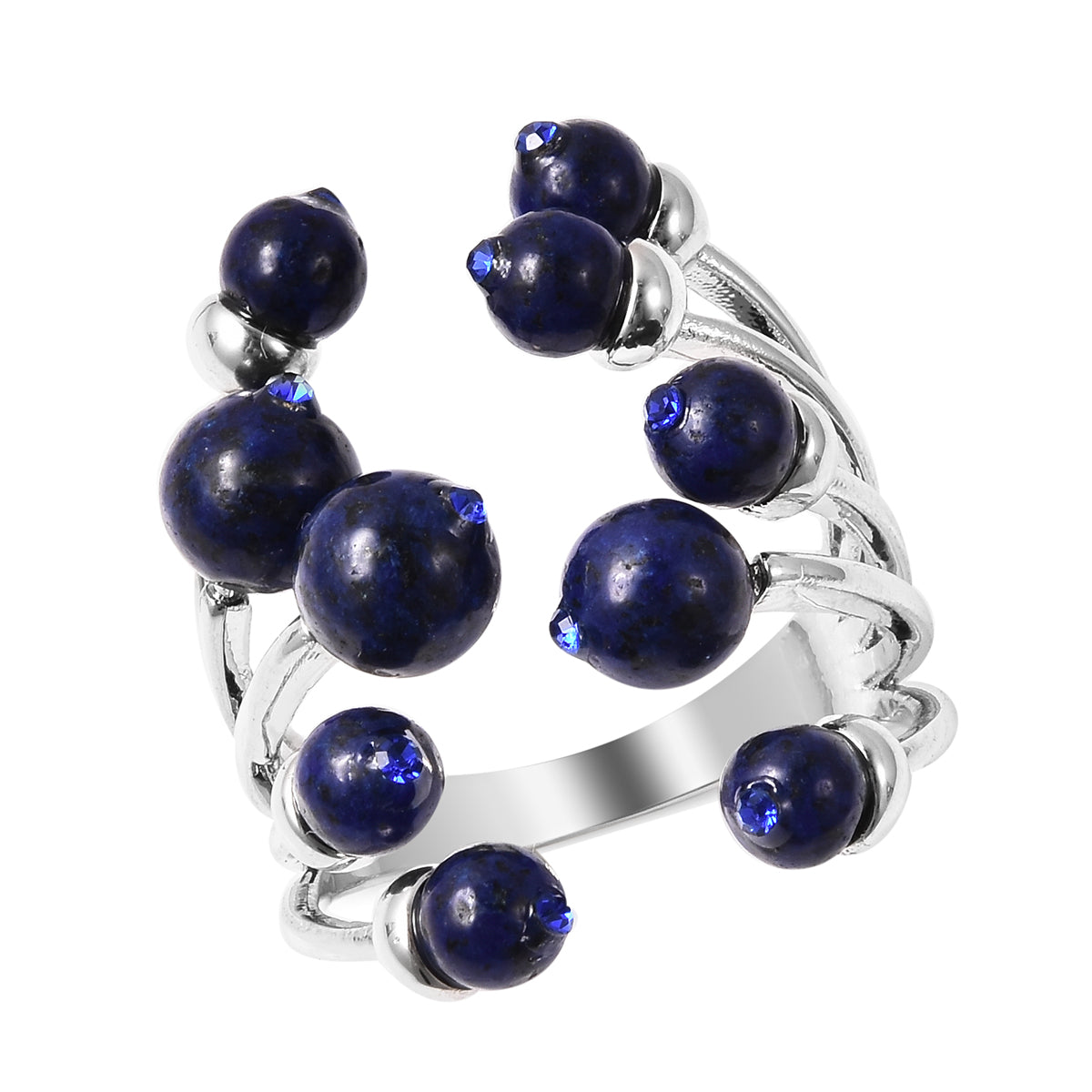 Open Cage Genuine Stone Ring in Lapis Lazuli, Tiger's Eye or Howlite