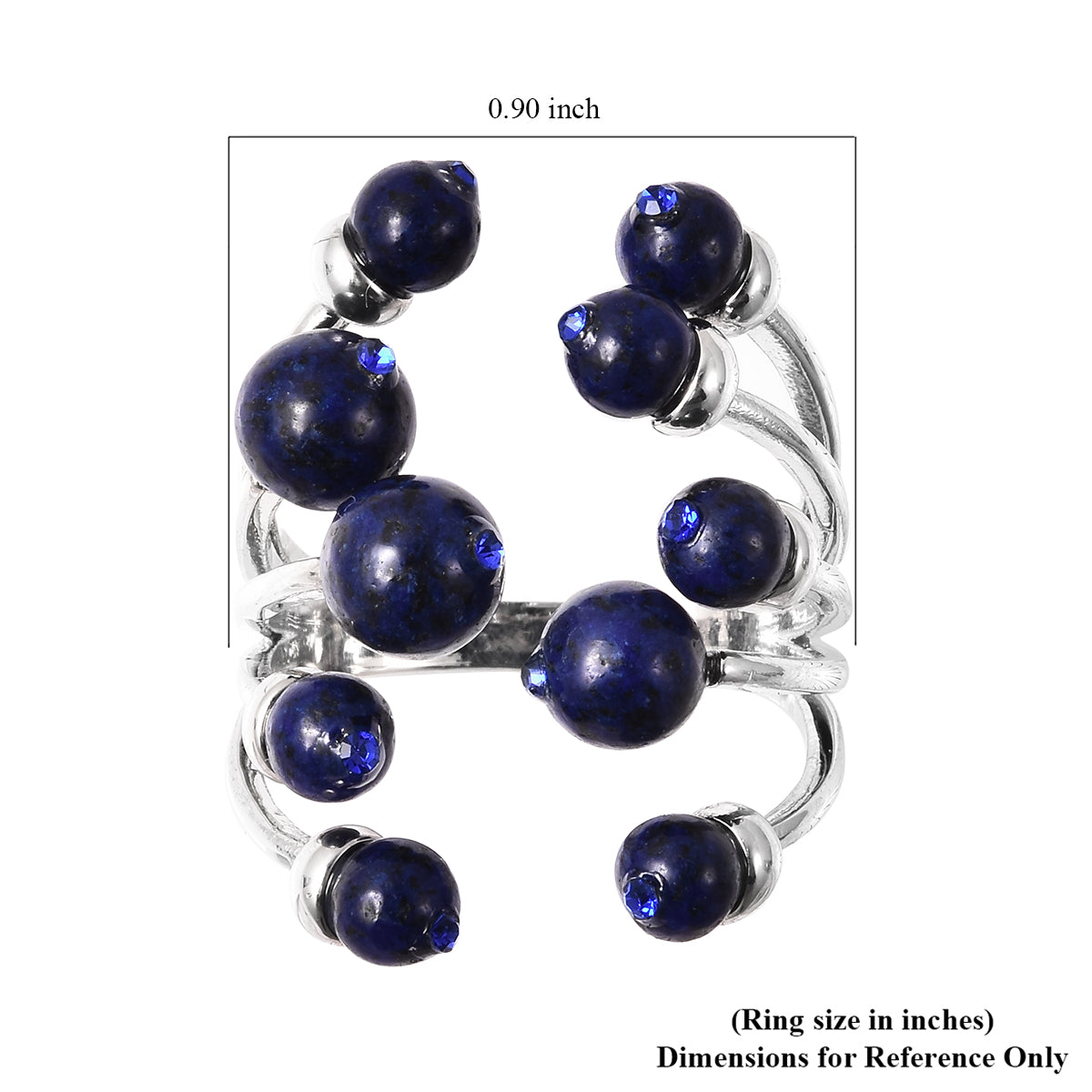 Open Cage Genuine Stone Ring in Lapis Lazuli, Tiger's Eye or Howlite