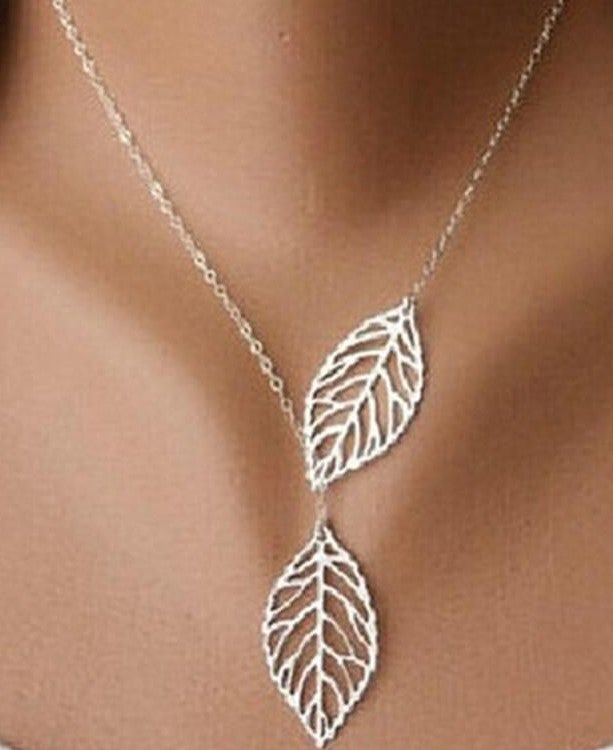 Double Leaf Drop Necklace