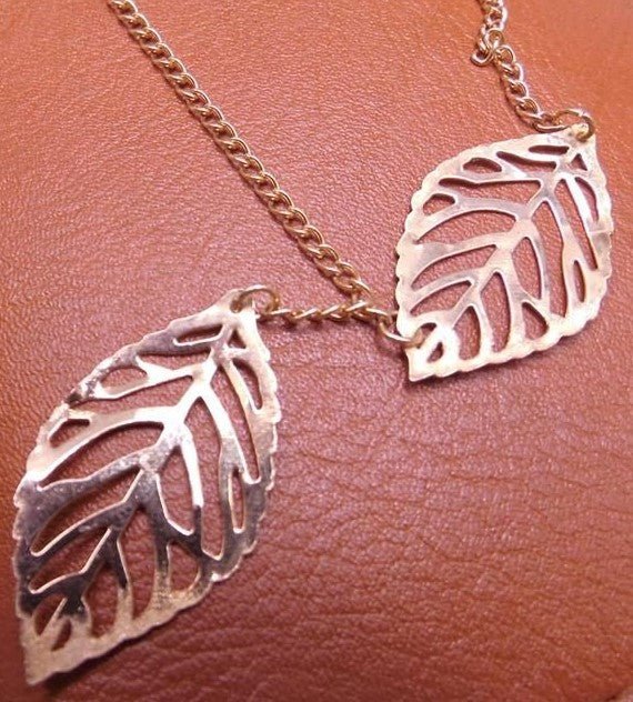 Double Leaf Drop Necklace