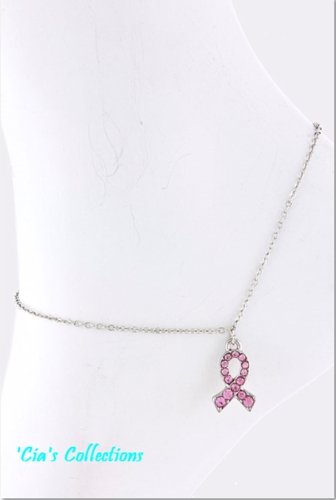 Pink Ribbon Awareness Ankle Bracelet