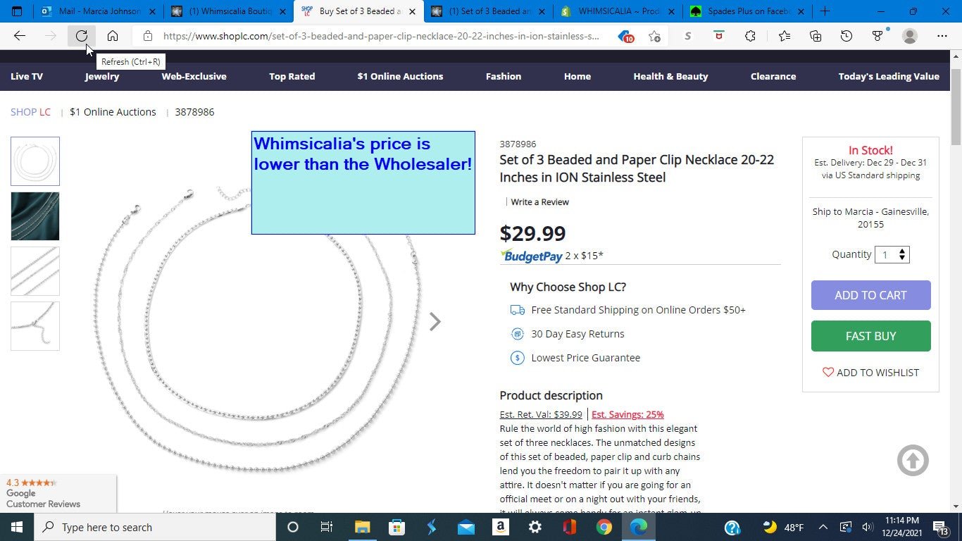 Set of 3 Beaded, Curb and Paper Clip Necklaces 20-22 Inches Unisex