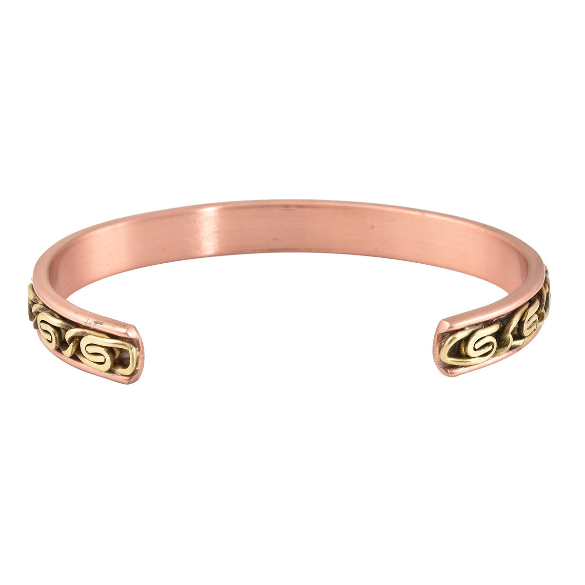 Magnetic By Design Byzantine Chain Pattern Adjustable Cuff Bracelet in Rosetone