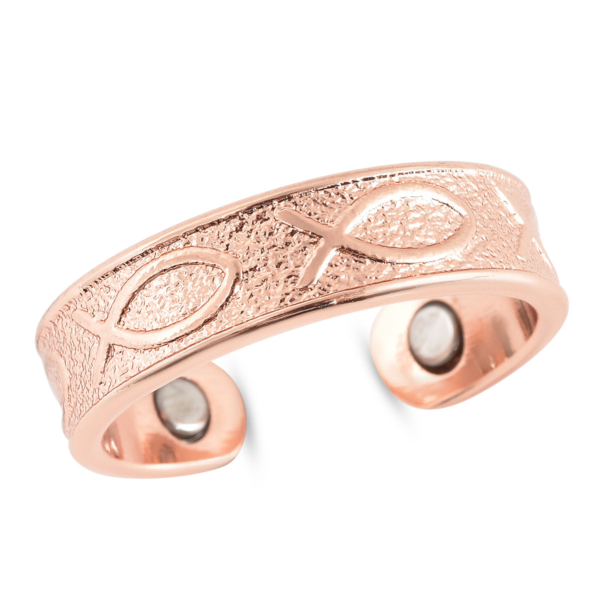 Magnetic By Design Rugged Pattern Open Shank Ring in Rosetone