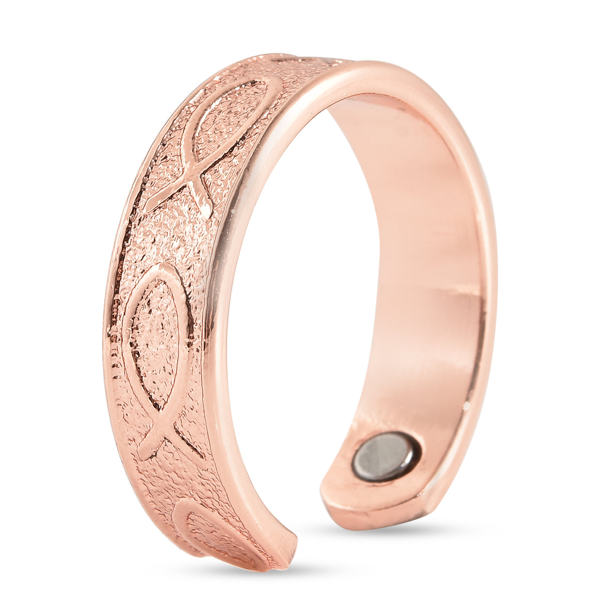 Magnetic By Design Rugged Pattern Open Shank Ring in Rosetone