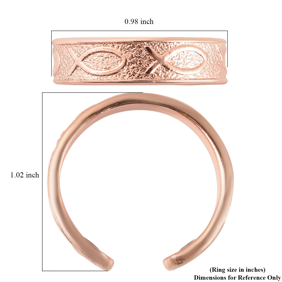 Magnetic By Design Rugged Pattern Open Shank Ring in Rosetone