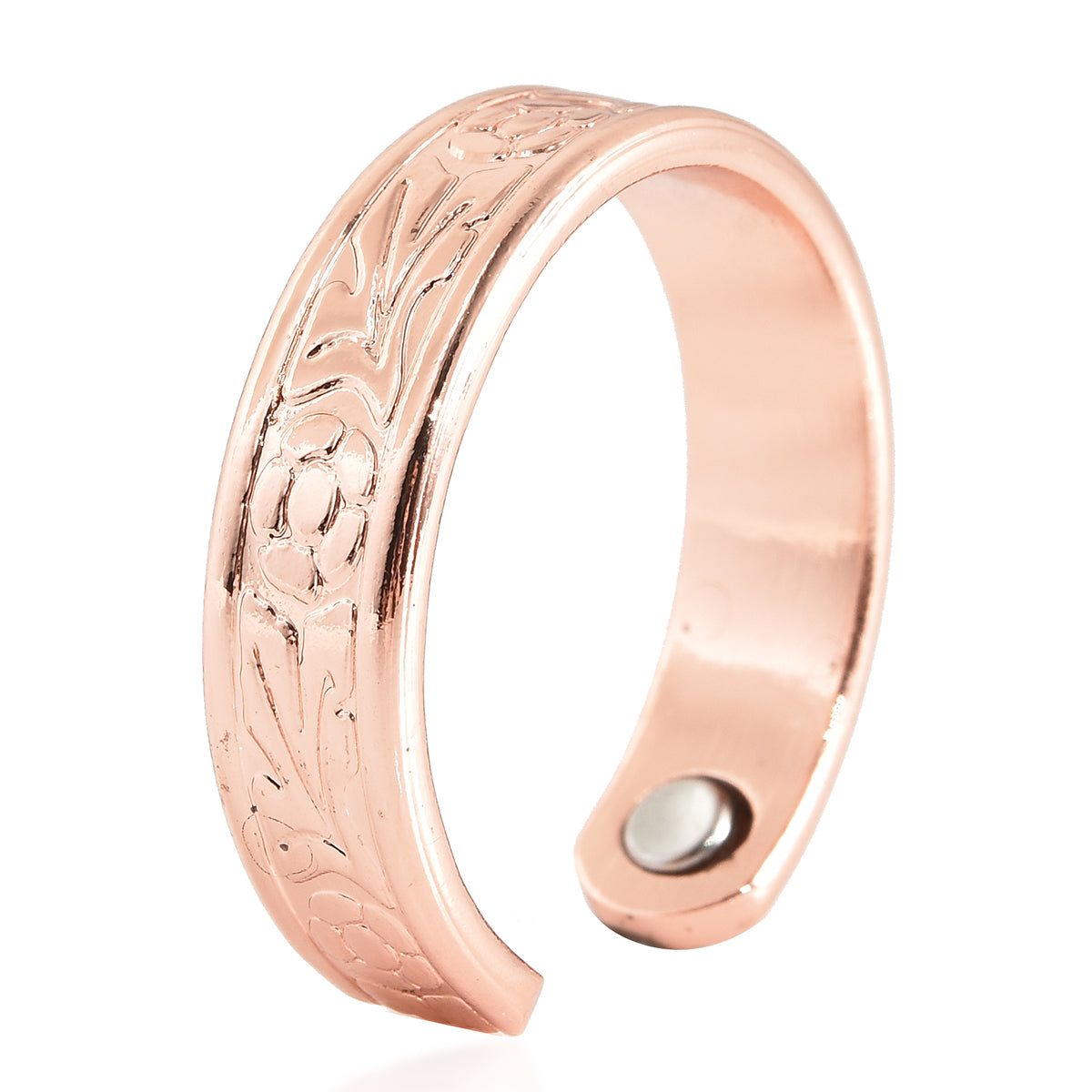 Magnetic By Design Rugged Pattern Open Shank Ring in Rosetone