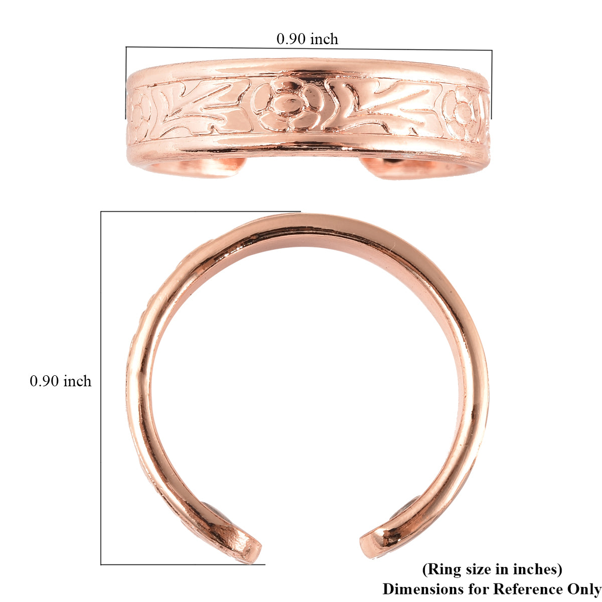 Magnetic By Design Rugged Pattern Open Shank Ring in Rosetone