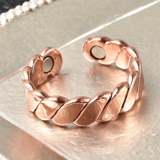 Magnetic By Design Rugged Pattern Open Shank Ring in Rosetone